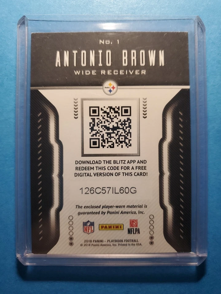 2018 Playbook Football Antonio Brown Blitz #1 Mem - Image 2 of 2