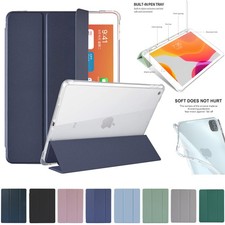 Leather Case Clear Back Cover For iPad 9th 8th 7th 6th 5th Gen Air 11" M2 M3