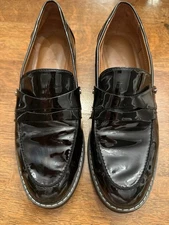 Franco Sarto Cassandra Black Patent Leather Penny Loafer Shoes Women’s 9 EUC