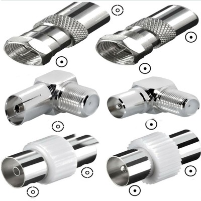 6 teiliges SAT TV F Winkel iEC ADAPTER SET VERBINDER KOAX TECHNIK STECKER BUCHSE