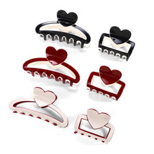 6Pcs Love Heart Hair Clips for Women Girls, 2 Size Large Medium Claw Clips for T