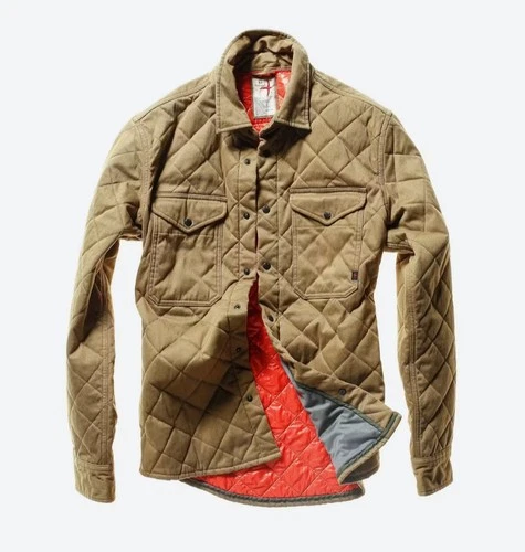 Relwen Moleskin Twill Insulated Shirt Jacket Huckberry Mens Large Tan Shacket L - product listing photo