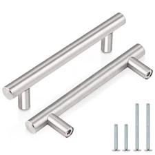 Brushed Nickel Cabinet Handles 3 1/2 Inch Hole Centers Modern Durable Design