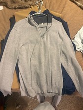 Elie Tahari Men's Gray Knit 1/4 Zip Mock Neck Long Sleeve Sweater Size L