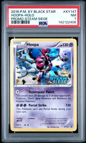 2016 POKEMON XY BLACK STAR PROMO STEAM SIEGE #XY147 HOOPA-HOLO PSA 7