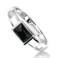 Black Onyx 925 Sterling Silver Ring: Minimalist Signet Style