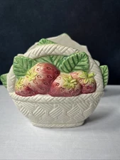 Fitz & Floyd 1990 Ceramic Strawberry Basket Napkin Holder