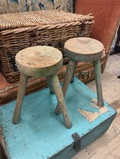 Edwardian Gloucester elm painted Milking Stool pair