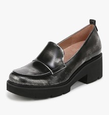Naturalized Women  s Darry Lug Sole Loafer Black Silver Comfort Shoes Size 11W