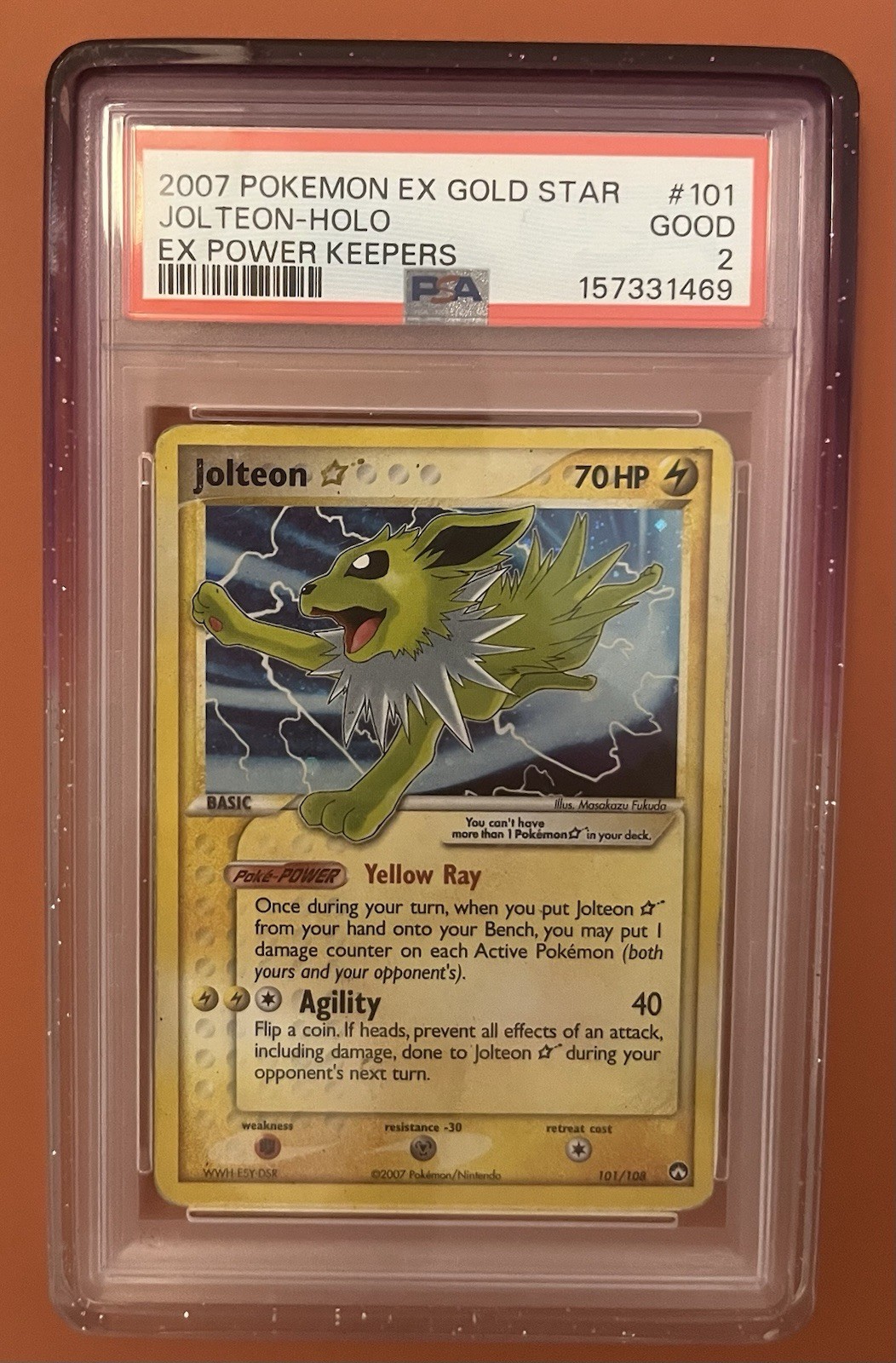 ✨2007 POKEMON EX POWER KEEPERS GOLD STAR #101 JOLTEON-HOLO PSA 2✨