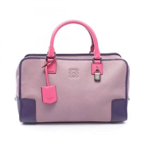 LOEWE Amazona 35 Handbag leather Purple Pink Used Women