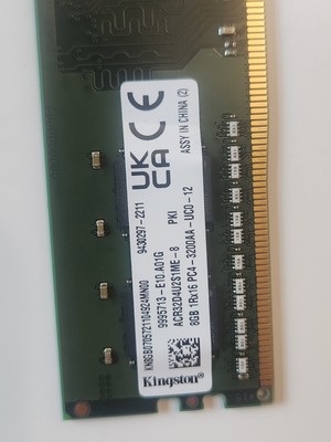 ACR32D4U2S1ME-8 Kingston 8GB 1Rx16-3200AA-UC0-12 DDR4-3200 Acer N50-640