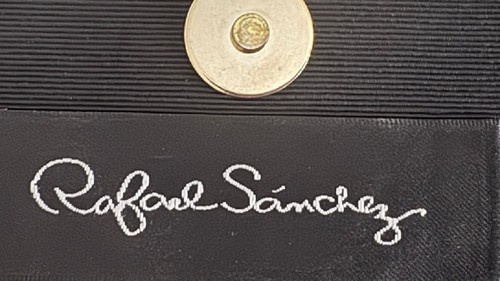 Borsa da sera Rafael Sanchez vintage nera. Cinghia intrecciata con perline - 6 1/2 x 4 1/2 - Foto 11 di 14