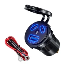 1Pack Dual PD+QC 3.0 USB Port Car Cigarette Lighter Socket Plug LED Indicator