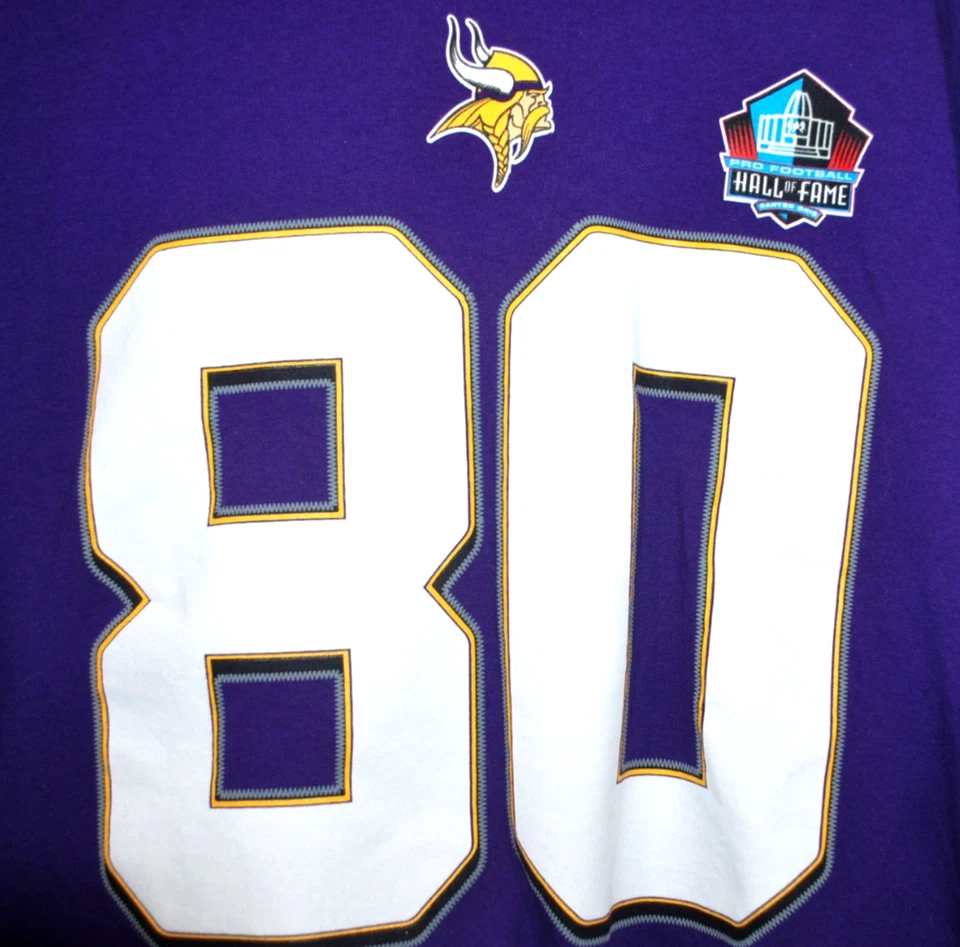 Camiseta masculina Minnesota Vikings #80 Chris Carter NFL Majestic Pro Hall Of Fame GG - Imagem 4 de 4