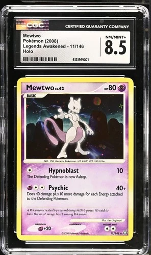 CGC 8.5 NM/MINT+ Mewtwo 11/146 Holo Legends Awakened Pokemon Card