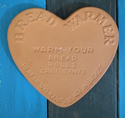 Terra Cotta Heart Shaped Bread Warmer-Made by Fox Run Craftsmen 5'' No Box