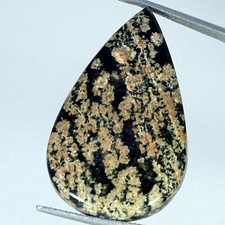 30.80Cts. 100% Natural Flower Obsidian Pear Cabochon Gemstone 22X35X6MM