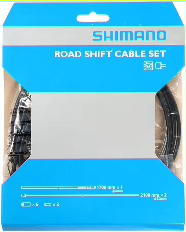 Shimano Road Bike Gear Cable Set, Outer & 2 Inners - Steel - Y60098501 - Black