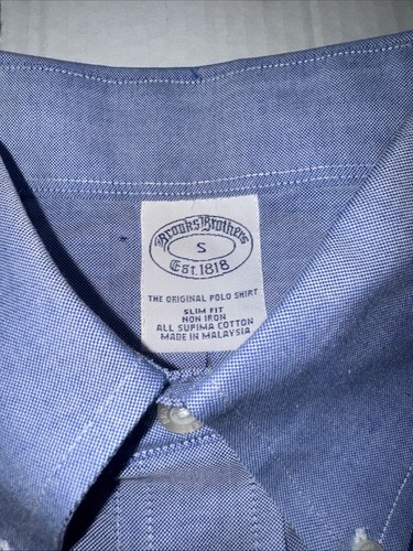 Brooks Brothers The Original Polo Shirt Slim Fit Size S Blue Non-Iron - Picture 2 of 11