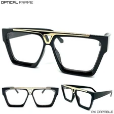 Men Classic Vintage Retro Hip Hop Style Clear Lens EYE GLASSES Large Black Frame