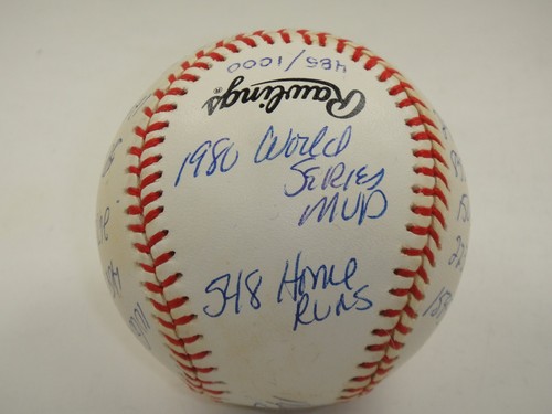 MIKE SCHMIDT SIGNED STATBALL STAT BASEBALL W/ 16 INSCRIPTIONS AUTOGRAPH RJ.COM - Picture 7 of 8