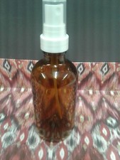 Amber Brown Glass Bottles with White Fine Mist Spray dispenser  cap 4oz New