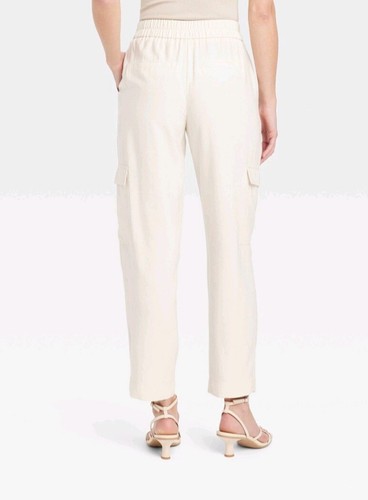 A New Day Women's High Rise Ankle Cargo Pants Size XL Cream Color - Picture 5 of 5