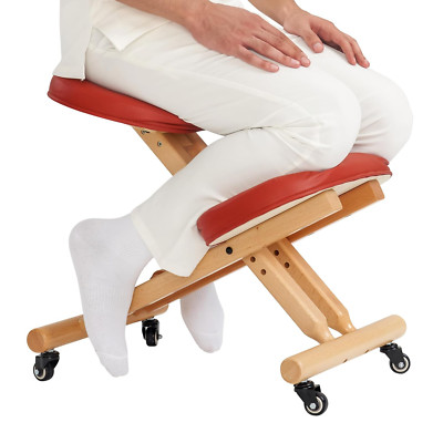 Foldable Ergonomic Wooden Kneeling Chair - Improve Posture at Home & Office