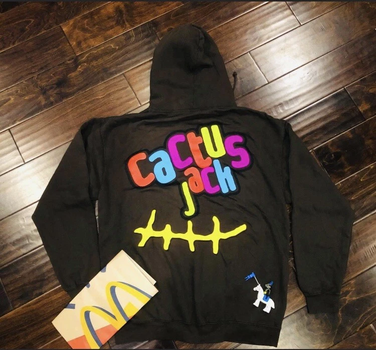 Cactus Jack sticker Hoodie Travis Scott Mcdonalds Smile Fry Multi Color Sz:L