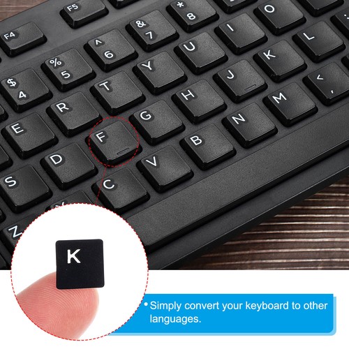 Spanish Keyboard Stickers Cover Smooth, Black Background White Lettering 4pcs - Picture 5 of 5