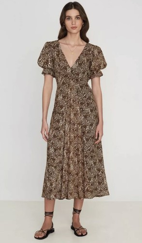 NWT FAITHFULL THE BRAND MAGGIE MIDI DRESS IN CHARLIE LEOPARD PRINT SZ XL Z140-4 - Picture 2 of 6