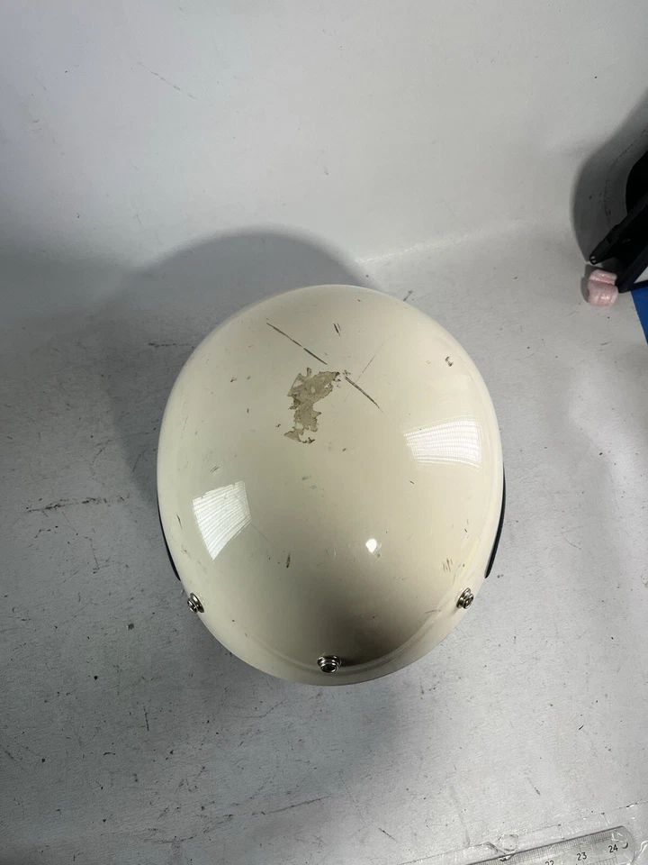 Casco de scooter de cuero vintage Demi Jet Vespa Taly ¿policía? Sin visera genial #s3 Foto 4 de 4