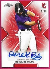 2021 Leaf Perfect Game National Baseball DEREK BERMUDEZ Orange Autograph 24/30