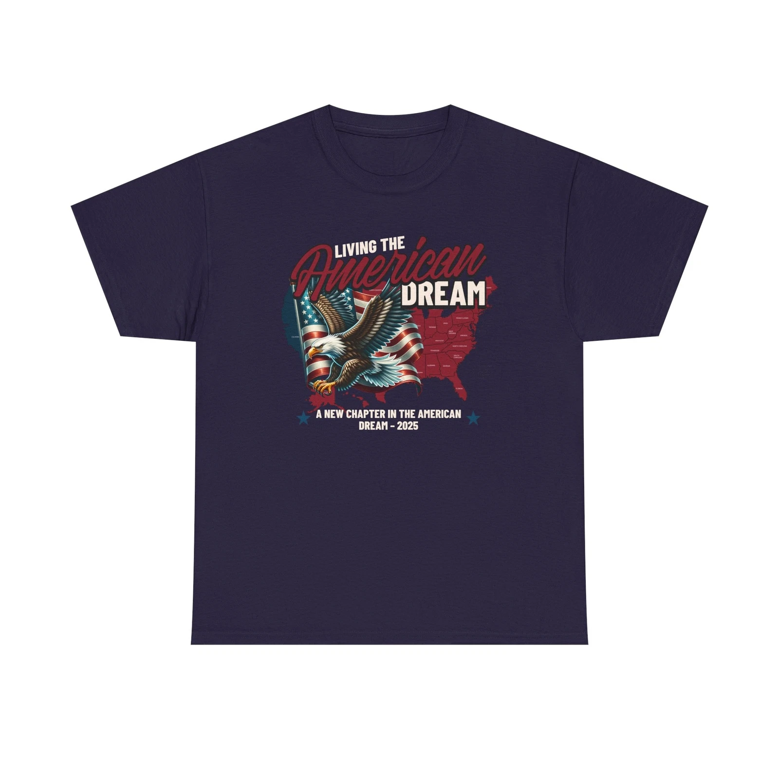Patriotic USA Tee with US Map and Eagle Flag Graphic