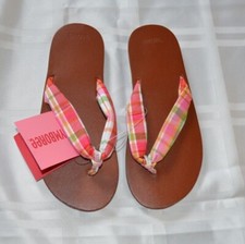Gymboree CHERRY BABY Flip Flop Plaid Sandals Shoes NWT 13 or 1 Kid Girl