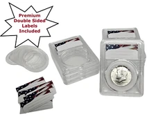 8-Pack Premium Acrylic Coin Slab Holder with 30mm Sizing Ring for US Half Dollar