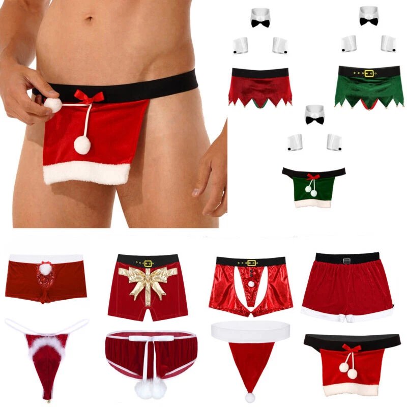Disfraz de Papá Noel de Navidad para hombre esmoquin pajarita con calzoncillos boxer trajes de juego de rol Foto 2 de 3