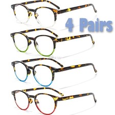 4 Pairs Mens Womens Spring Hinge Horned Rim Reading Reader Clear Glasses 1 - 3