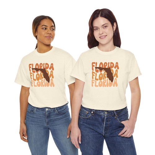 Florida Retro Tee Unisex Cotton Shirt Summer Vacation Wear Sunshine State Gift - Picture 17 of 17