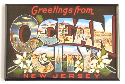 Ocean City Boardwalk New Jersey Magnet - 4 Inch Travel Souvenir Refrigerator Magnet USA Made