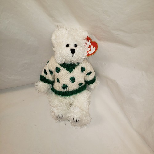 Oso Irlandés, Flannigan Día de San Patricio Oso BLANCO - RARO. Suéter irlandés, Ty - Imagen 2 de 4