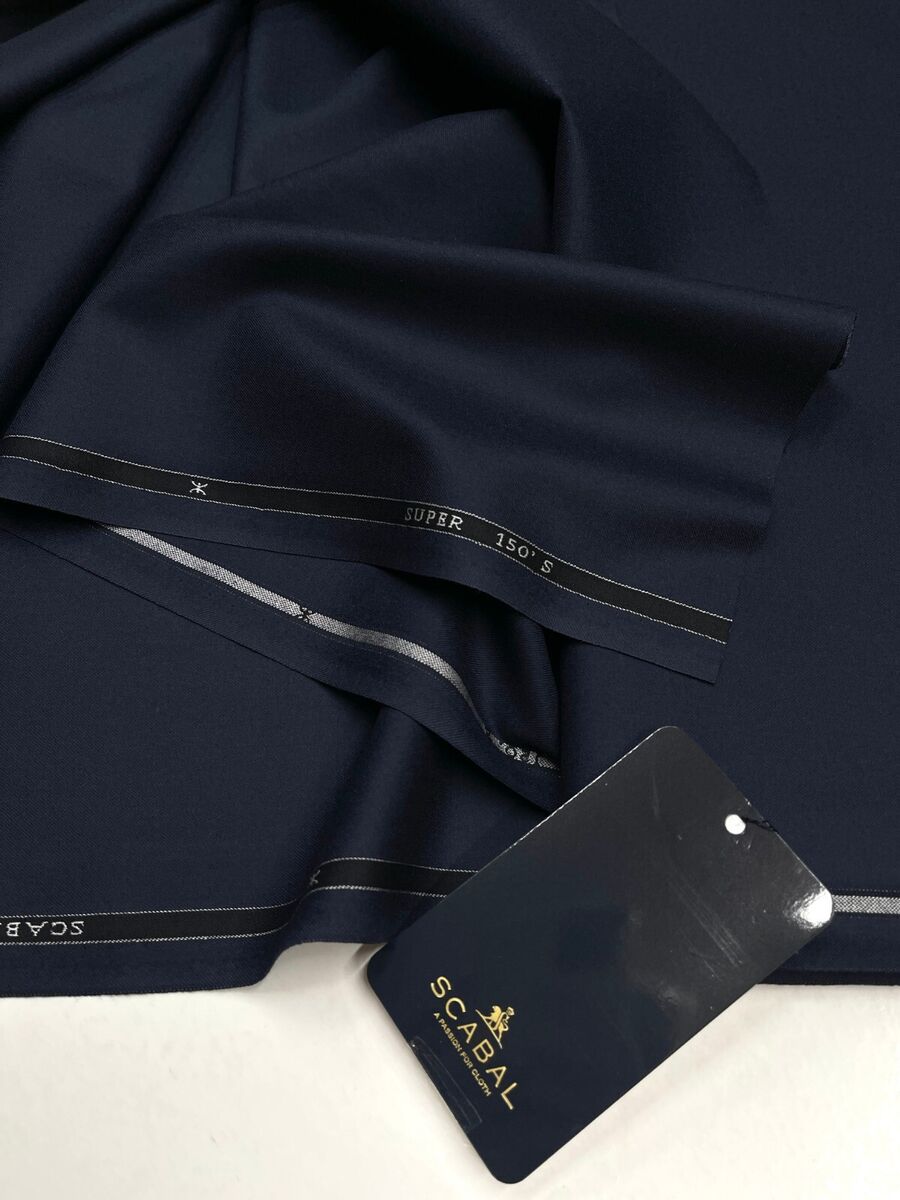 NAVY Blue Suiting Fabric Super 150s Wool SCABAL Luxury NAVY Blue Suiting Fabric Super 150s Wool SCABAL Luxury