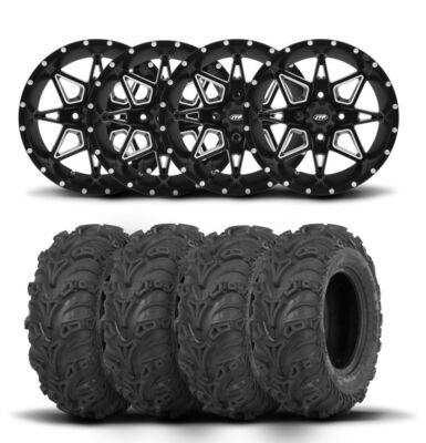 ITP Tornado 14'' Matte Black Wheels And Mud Lite II Tires [27x9-14]
