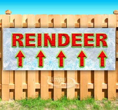 REINDEER UP Advertising Vinyl Banner Flag Sign Many Sizes Available CHRISTMAS