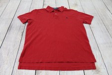 VTG Polo Ralph Lauren Red Blue Pony Cotton Short Sleeve Shirt Men's Large