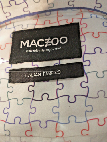 NWT Maceoo men's size 3(Medium)Short Sleeve Button Down Shirt Classy Puzzle Piec - Picture 14 of 16