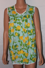 NEW   EASY ESSENTIALS SNAP FRONT SMOCK COBBLER APRON BLUE WITH LEMONS MED  LG