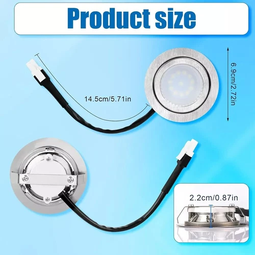 6500K Round Range Hood Light Bulbs Stainless Steel Range Hood LED Light DC 12V - Picture 10 of 14