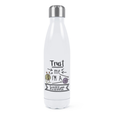 Trust Me I'm A Knitter Doppelwandige Trinkflasche Witz Best Awesome Knitting Mum